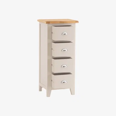Chiltern Oak Furniture Chester Stone Painted Oak 4 Drawer Tallboy