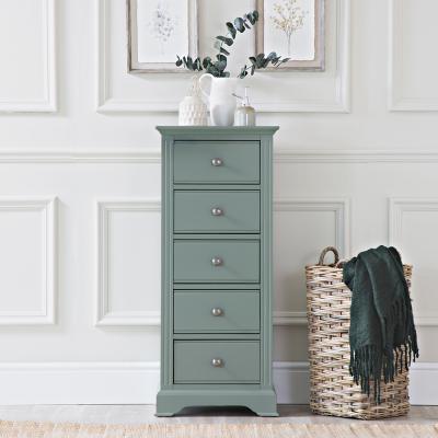 Chiltern Oak Furniture Banbury Sage Green Painted 5 Drawer Tallboy