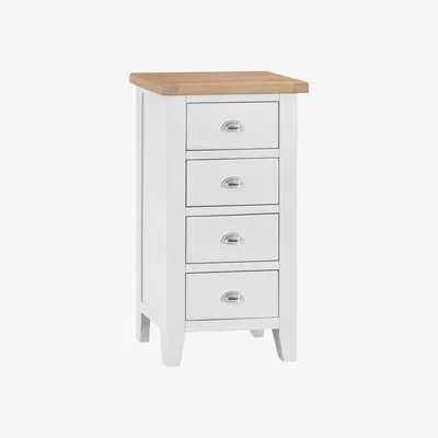 Chiltern Oak Furniture Suffolk White Painted Oak 4 Drawer Tallboy