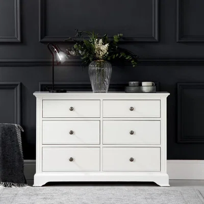 Chiltern Oak Furniture Banbury White Painted Chest of 6 Drawers