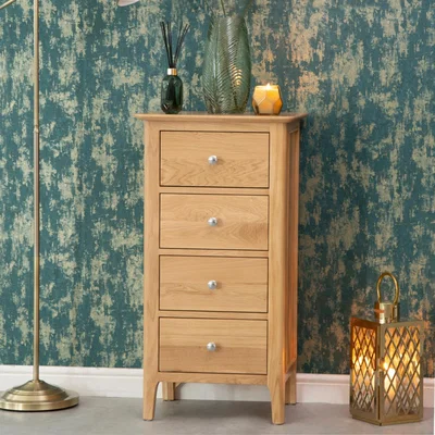 Chiltern Oak Furniture Bergen Oak 4 Drawer Tallboy