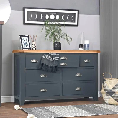 Chiltern Oak Furniture Hampshire Blue Painted Oak 3 Over 4 Chest