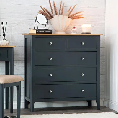 Chiltern Oak Furniture Bergen Blue Painted Oak 2 Over 3 Chest