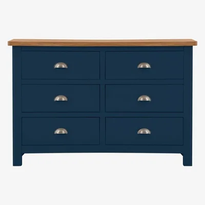 Chiltern Oak Furniture Rutland Blue Painted Oak 6 Drawer Chest