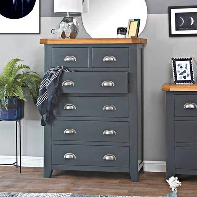 Chiltern Oak Furniture Hampshire Blue Painted Oak 2 Over 4 Chest