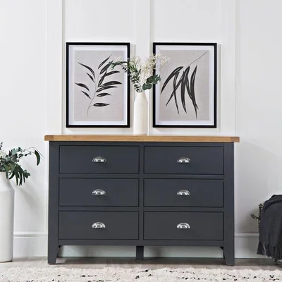 Chiltern Oak Furniture Suffolk Midnight Grey Painted Oak Chest of 6 Drawers