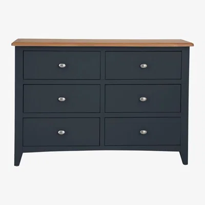Chiltern Oak Furniture Gloucester Midnight Grey Painted Oak 6 Drawer Chest