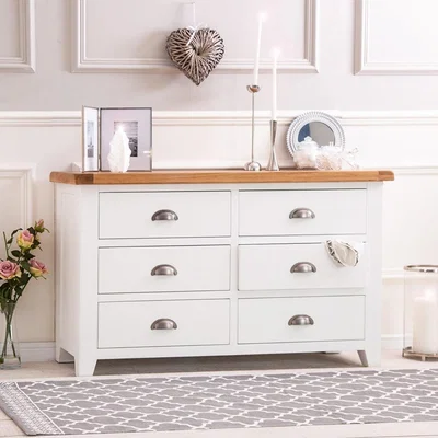 Chiltern Oak Furniture Hampshire White Painted Oak Chest of 6 Drawers