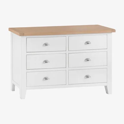 Chiltern Oak Furniture Suffolk White Painted Oak Chest of 6 Drawers