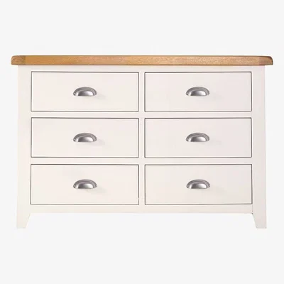 Chiltern Oak Furniture Hampshire Ivory Painted Oak 6 Drawer Chest