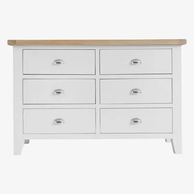 Chiltern Oak Furniture Suffolk White Painted Oak 6 Drawer Chest