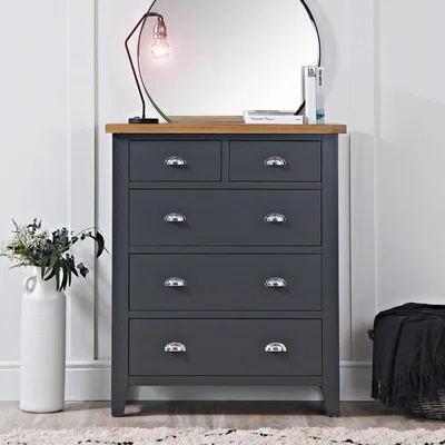 Chiltern Oak Furniture Suffolk Midnight Grey Painted Oak Jumbo 2 Over 3 Chest