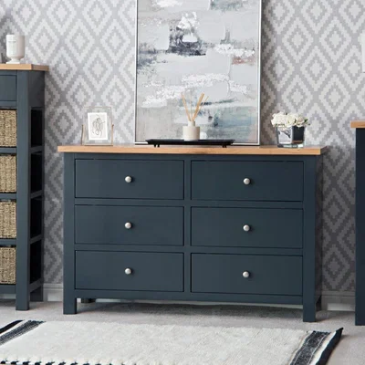 Chiltern Oak Furniture Salisbury Blue Painted Oak Chest of 6 Drawers