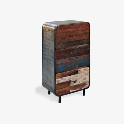 Cuckooland Retro 3 Drawer High Dresser in Recycled Boat Wood