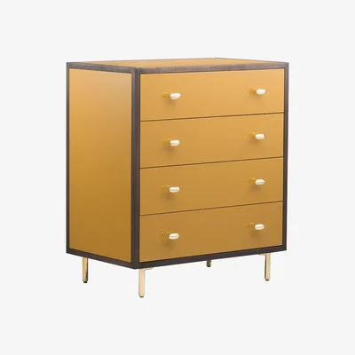 The Conran Shop 053 Classon Tall Chest in Black Oiled Walnut & Ochre Gloss