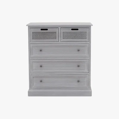 Dunelm Lucy Cane Grey 5 Drawer Chest Slate (Grey)
