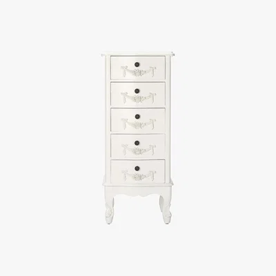 Dunelm Toulouse Ivory 5 Drawer Tallboy White