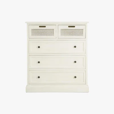 Dunelm Lucy Cane Cream 5 Drawer Chest White