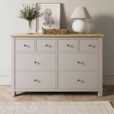 Dunelm Olney Wide 8 Drawer Chest Stone