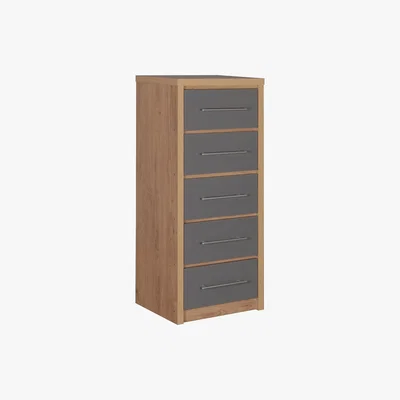Dunelm Seville Narrow Grey 5 Chest Of Drawer Grey