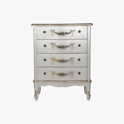 Dunelm Toulouse Silver Wide 4 Drawer Chest Silver