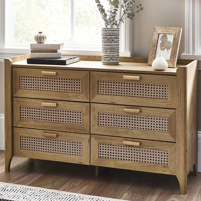 Dunelm Victor 6 Drawer Wide Chest Brown
