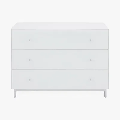 Dunelm Bardoux Glass Wide Chest of Drawers White
