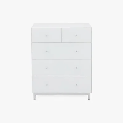 Dunelm Bardoux Glass 5 Drawer Chest White