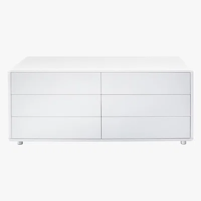 Dunelm Soho White Gloss 6 Drawer Chest High Gloss Matt White