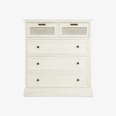 Dunelm Lucy Cane Cream 5 Drawer Chest White