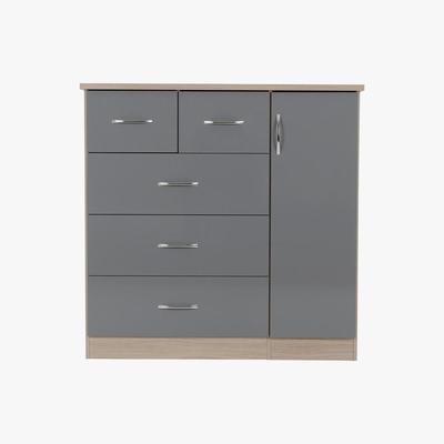 Dunelm Nevada Grey 5 Drawer Compact Wardrobe Grey