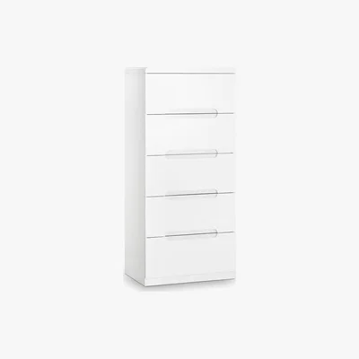 Dunelm Manhattan White Narrow 5 Drawer Chest White