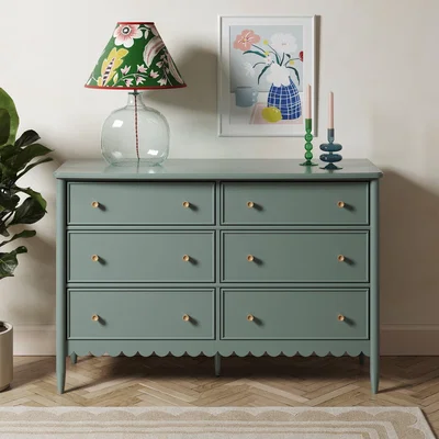 Dunelm Remi Wide 6 Drawer Chest, Lilypad Green Green