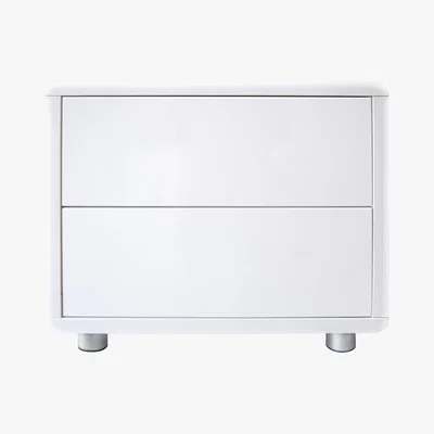 Dunelm Soho White Gloss 2 Drawer Bedside Table White