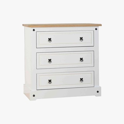 Dunelm Corona White 3 Drawer Chest White