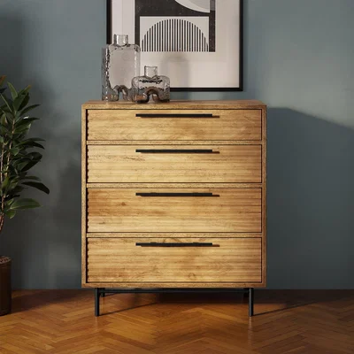 Dunelm Bryant 4 Drawer Chest, Mango Wood Effect Natural