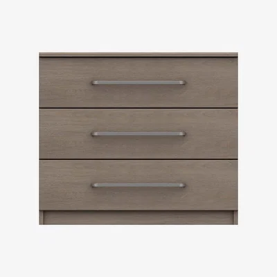 Dunelm Parker Beige 3 Drawer Chest Dark Wood (Brown)