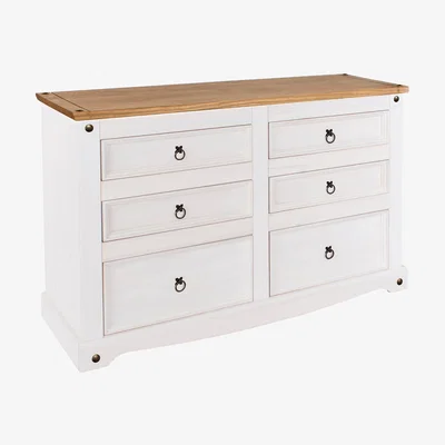 Dunelm Corona 3 Plus 3 Drawer White Wide Chest White