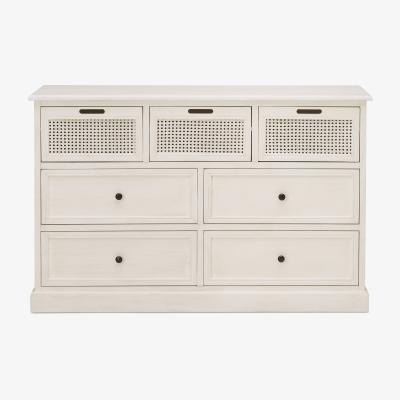 Dunelm Lucy Cane Cream 7 Drawer Chest White