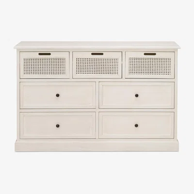 Dunelm Lucy Cane Cream 7 Drawer Chest White