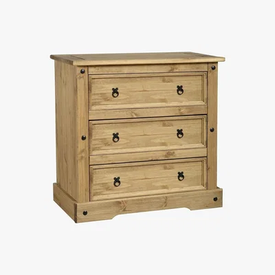 Dunelm Corona Pine 3 Drawer Chest Natural