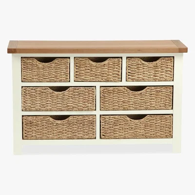 Dunelm Wilby Cream 7 Drawer Chest with Baskets Cream