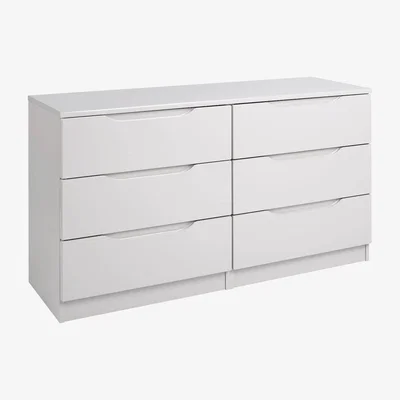 Dunelm Legato Light Grey Gloss 6 Drawer Wide Chest Cream