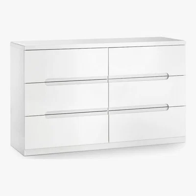 Dunelm Manhattan White Wide 6 Drawer Chest White