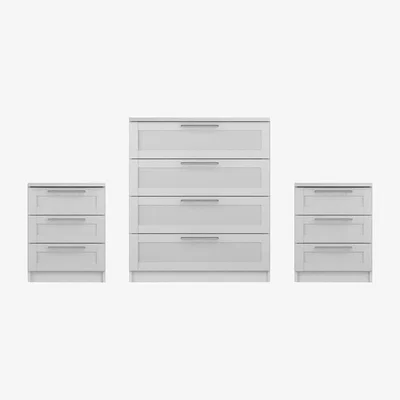 Dunelm Sudbury Framed 3 Piece Bedroom Furniture Set White