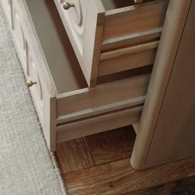 Dunelm Theodore 3 Drawer Chest, Mango Wood Whitewashed Wood