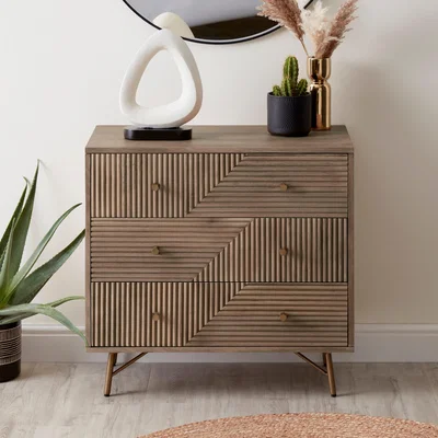 Dunelm Priya 3 Drawer Chest Brown