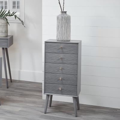 Dunelm Pacific Chaya 5 Drawer Chest, Grey Pine Grey