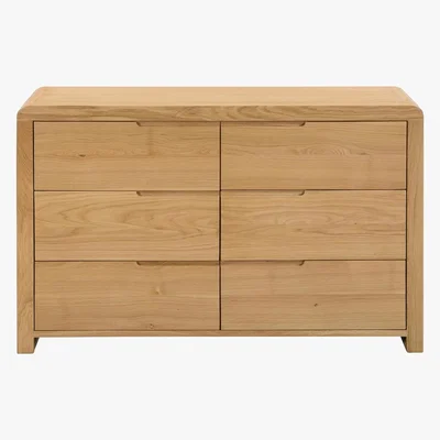 Dunelm Curve Wide 6 Drawer Chest of Drawers Oak