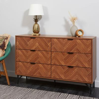 Dunelm Rowe 6 Drawer Chest Dark Wood (Brown)